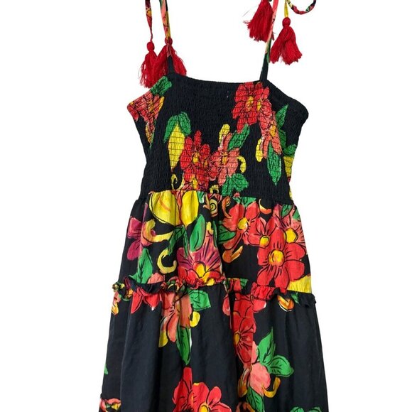 ModaPosa Women's Maxi Length Smocked Bodice Tropical Floral Tiered Dress Size M - Picture 10 of 12